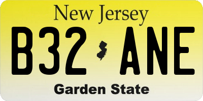 NJ license plate B32ANE