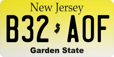 NJ license plate B32AOF