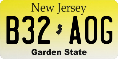 NJ license plate B32AOG