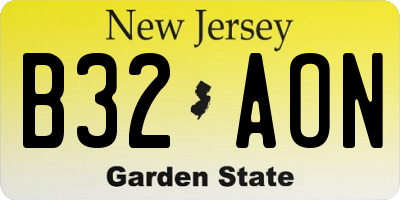 NJ license plate B32AON