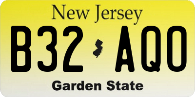 NJ license plate B32AQO
