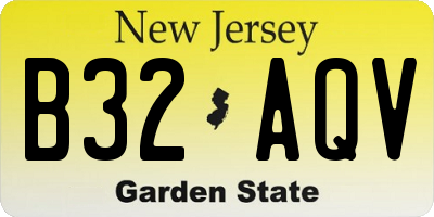 NJ license plate B32AQV