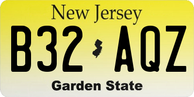 NJ license plate B32AQZ