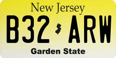 NJ license plate B32ARW