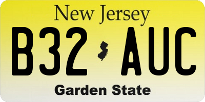 NJ license plate B32AUC