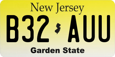 NJ license plate B32AUU