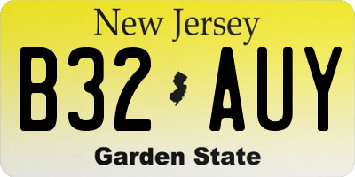 NJ license plate B32AUY