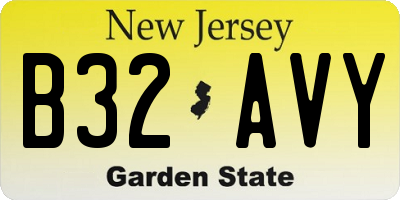 NJ license plate B32AVY