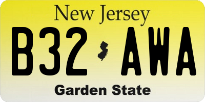 NJ license plate B32AWA