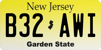 NJ license plate B32AWI
