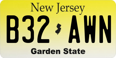 NJ license plate B32AWN