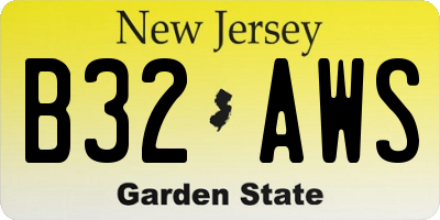 NJ license plate B32AWS