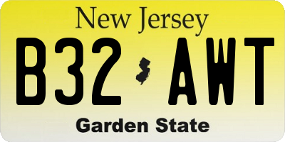 NJ license plate B32AWT