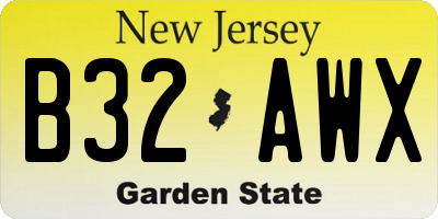 NJ license plate B32AWX
