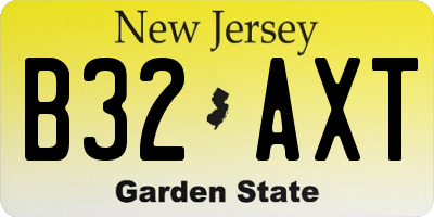 NJ license plate B32AXT