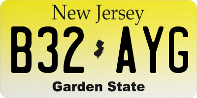 NJ license plate B32AYG