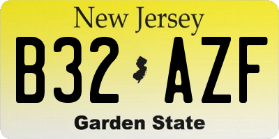 NJ license plate B32AZF