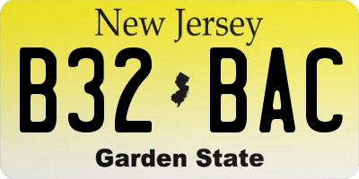 NJ license plate B32BAC