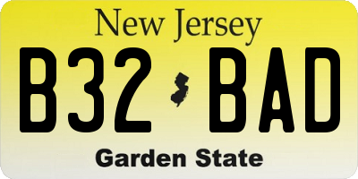 NJ license plate B32BAD