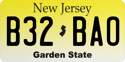NJ license plate B32BAO