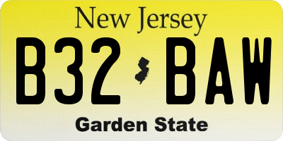 NJ license plate B32BAW