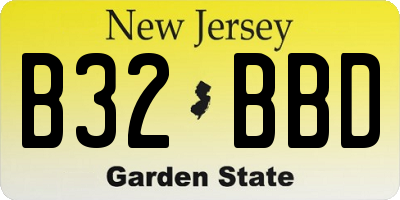 NJ license plate B32BBD