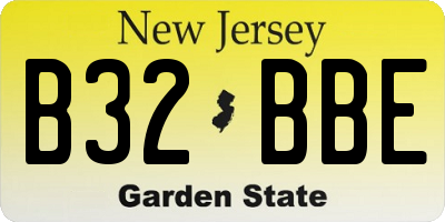 NJ license plate B32BBE