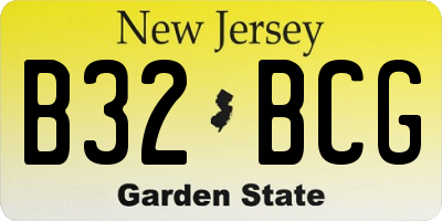 NJ license plate B32BCG