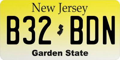 NJ license plate B32BDN