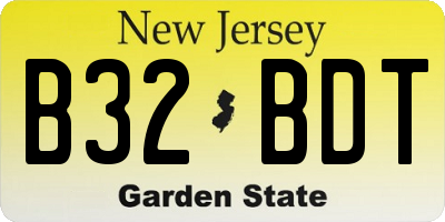 NJ license plate B32BDT