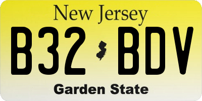 NJ license plate B32BDV