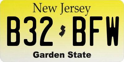 NJ license plate B32BFW