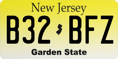 NJ license plate B32BFZ