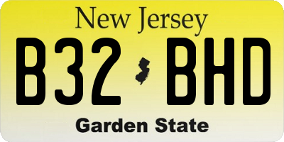 NJ license plate B32BHD