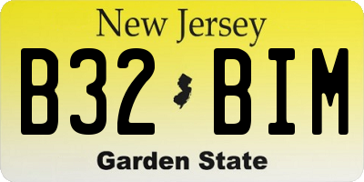 NJ license plate B32BIM