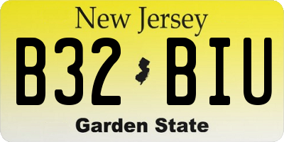 NJ license plate B32BIU
