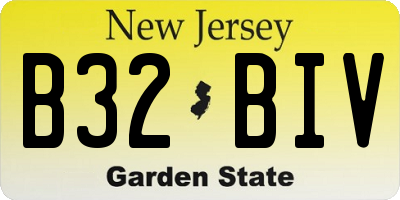 NJ license plate B32BIV