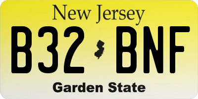 NJ license plate B32BNF