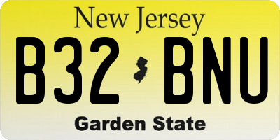 NJ license plate B32BNU