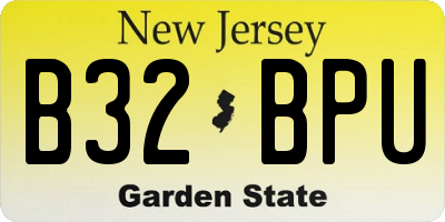 NJ license plate B32BPU