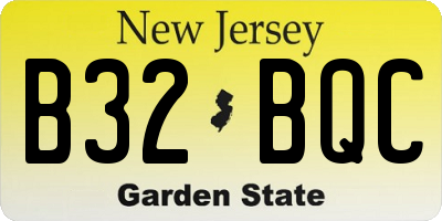 NJ license plate B32BQC