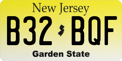 NJ license plate B32BQF