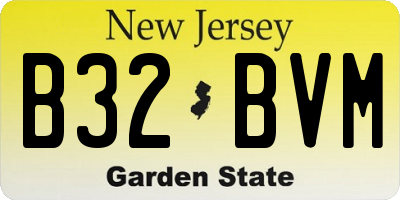NJ license plate B32BVM