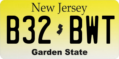 NJ license plate B32BWT