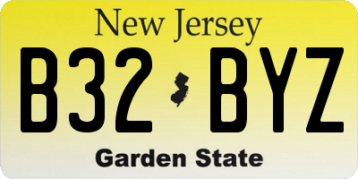 NJ license plate B32BYZ
