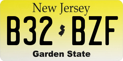 NJ license plate B32BZF