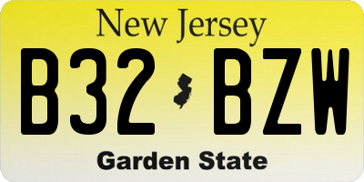 NJ license plate B32BZW