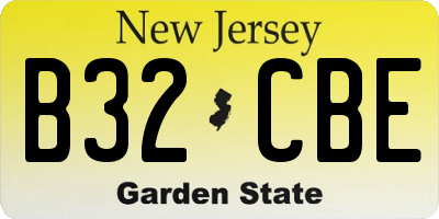 NJ license plate B32CBE