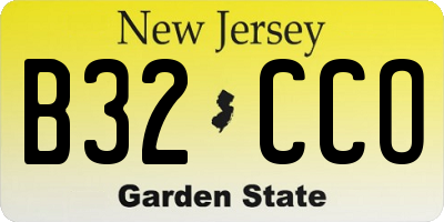 NJ license plate B32CCO