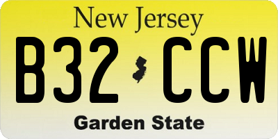 NJ license plate B32CCW